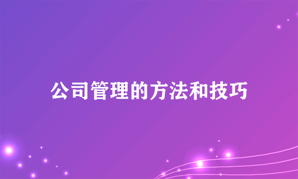 公司管理的方法和技巧