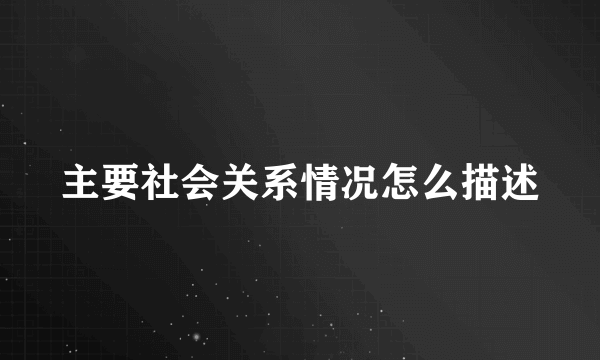 主要社会关系情况怎么描述