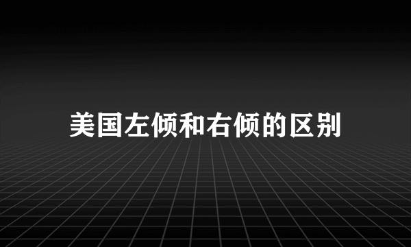 美国左倾和右倾的区别