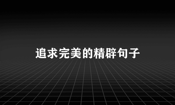 追求完美的精辟句子