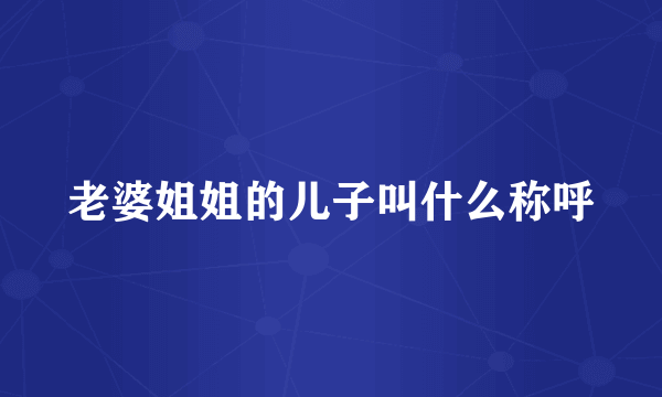 老婆姐姐的儿子叫什么称呼