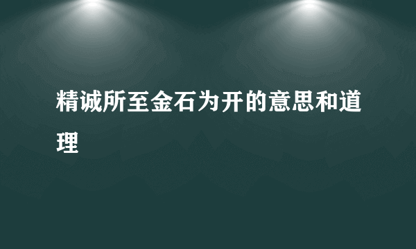 精诚所至金石为开的意思和道理