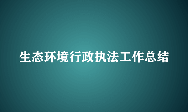 生态环境行政执法工作总结