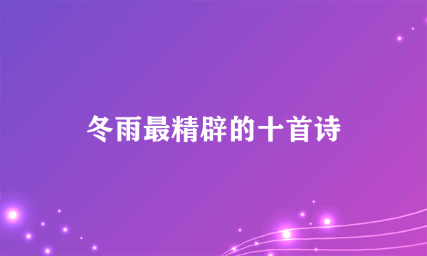 冬雨最精辟的十首诗