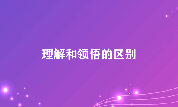 理解和领悟的区别