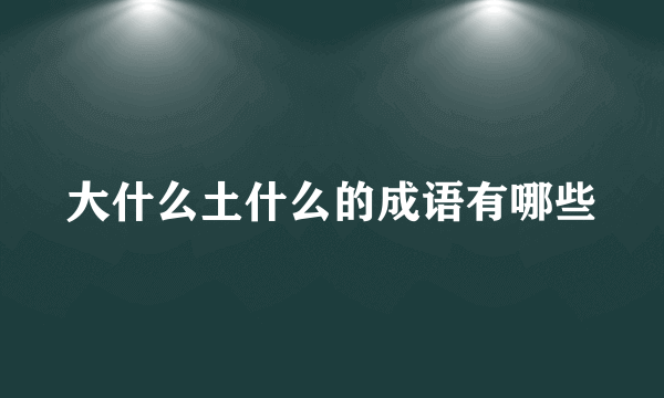 大什么土什么的成语有哪些