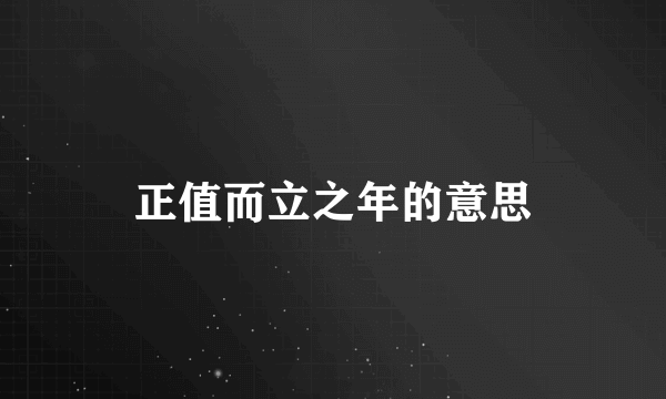 正值而立之年的意思
