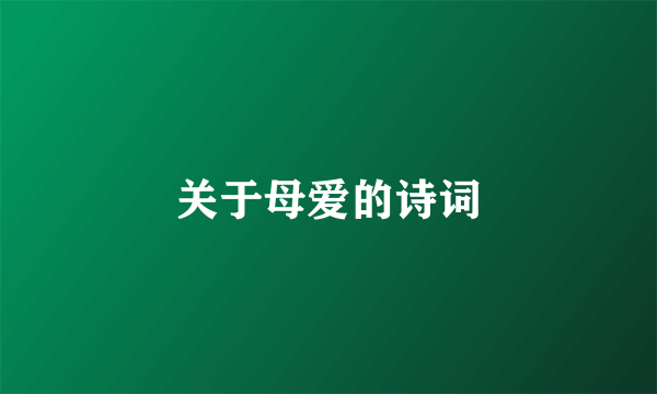 关于母爱的诗词