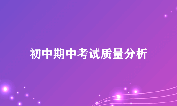 初中期中考试质量分析