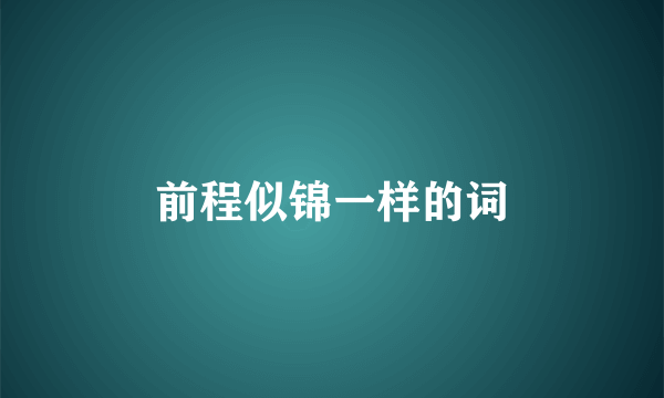 前程似锦一样的词