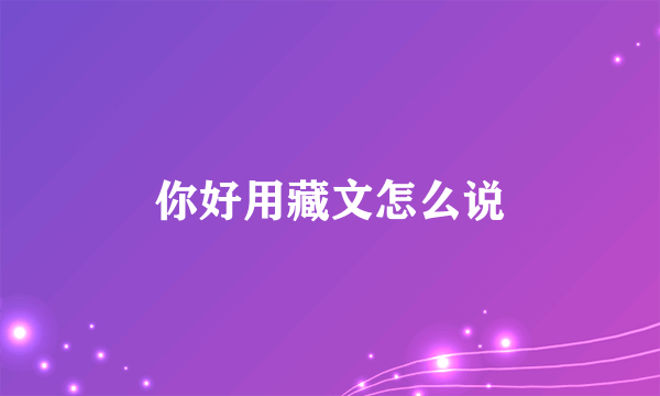 你好用藏文怎么说