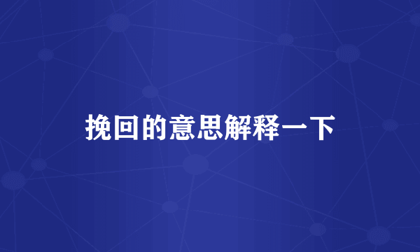 挽回的意思解释一下