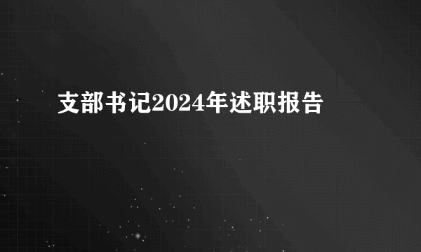 支部书记2024年述职报告