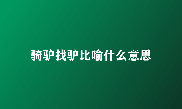 骑驴找驴比喻什么意思