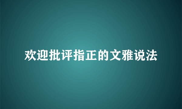 欢迎批评指正的文雅说法