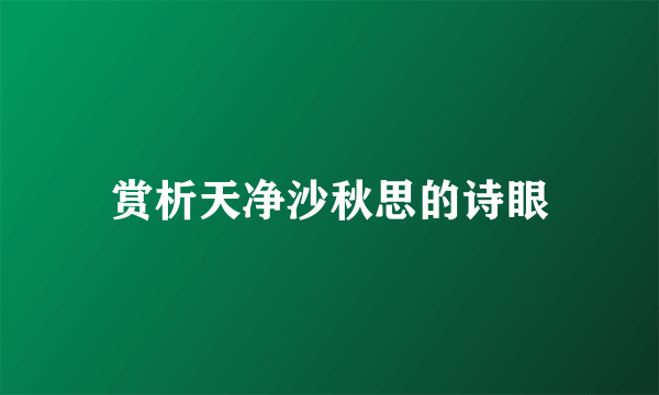 赏析天净沙秋思的诗眼