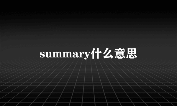 summary什么意思