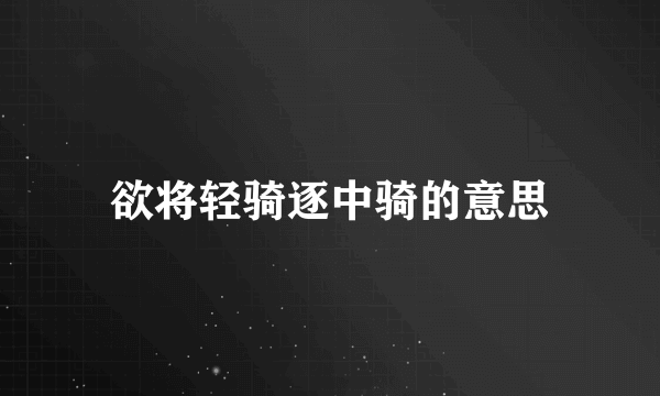 欲将轻骑逐中骑的意思
