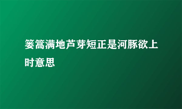 篓篙满地芦芽短正是河豚欲上时意思