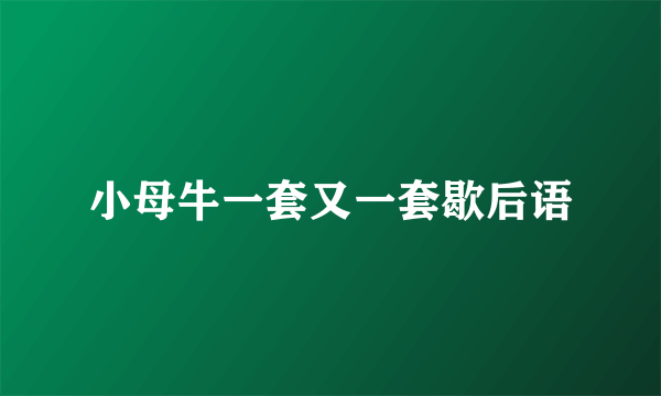 小母牛一套又一套歇后语
