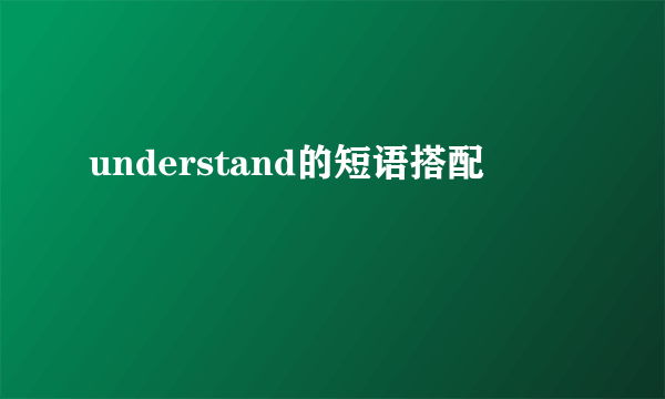 understand的短语搭配