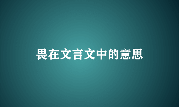 畏在文言文中的意思
