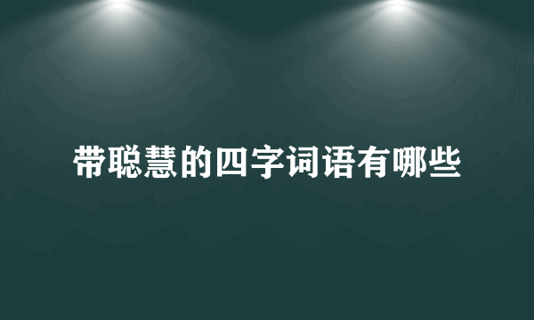 带聪慧的四字词语有哪些