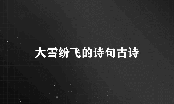 大雪纷飞的诗句古诗