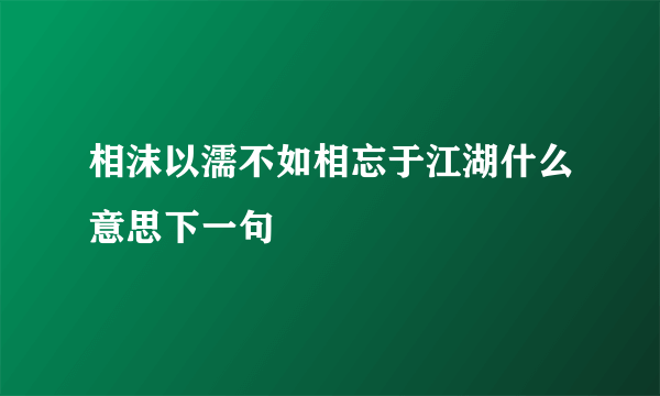 相沫以濡不如相忘于江湖什么意思下一句