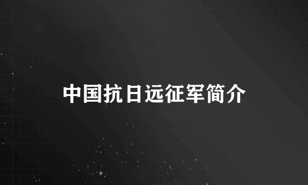 中国抗日远征军简介