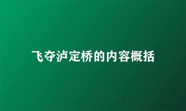 飞夺泸定桥的内容概括
