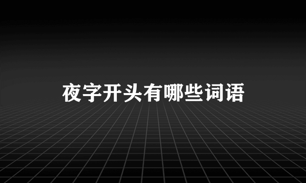 夜字开头有哪些词语