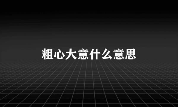 粗心大意什么意思