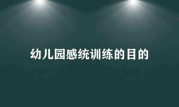 幼儿园感统训练的目的
