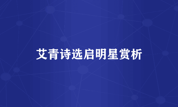 艾青诗选启明星赏析