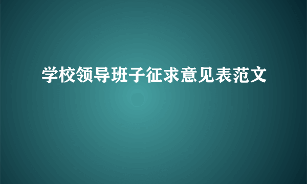 学校领导班子征求意见表范文