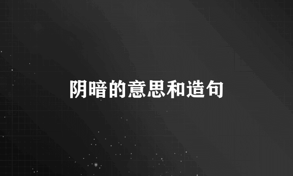 阴暗的意思和造句