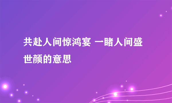 共赴人间惊鸿宴 一睹人间盛世颜的意思
