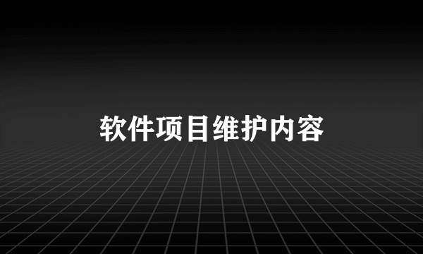 软件项目维护内容