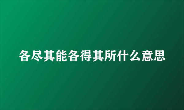 各尽其能各得其所什么意思