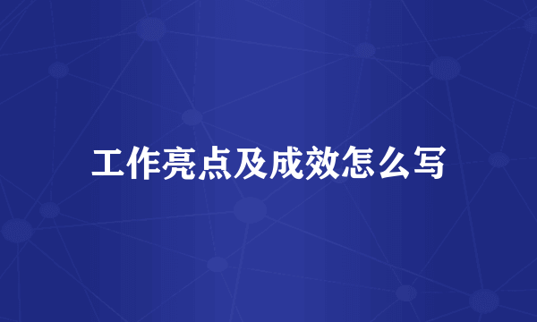 工作亮点及成效怎么写