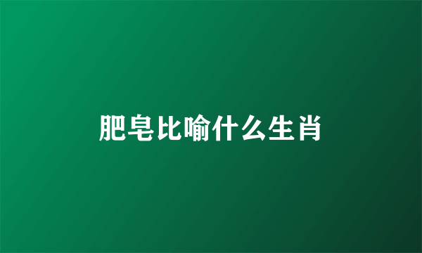 肥皂比喻什么生肖