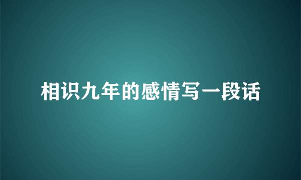 相识九年的感情写一段话