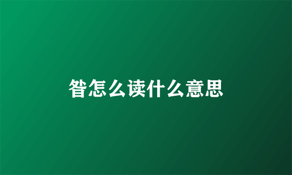 昝怎么读什么意思