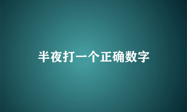 半夜打一个正确数字