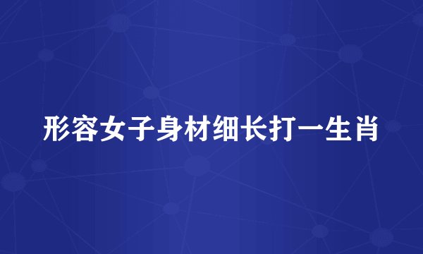 形容女子身材细长打一生肖