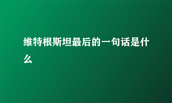 维特根斯坦最后的一句话是什么