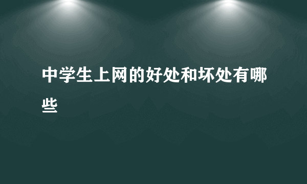中学生上网的好处和坏处有哪些