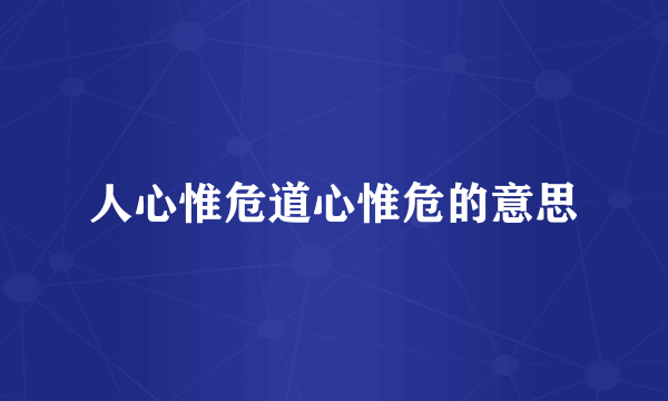 人心惟危道心惟危的意思