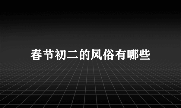 春节初二的风俗有哪些